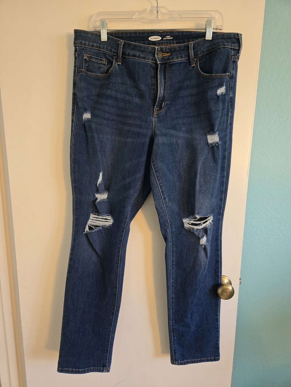 Old Navy Dark Blue Skinny Ripped Jeans Size 14L